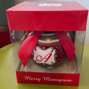 NWOT Merry Monogram A Ornament